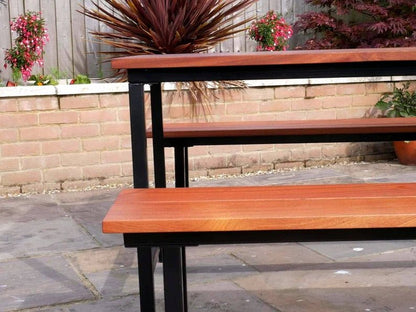 THE BUCKINGHAM luxury hardwood patio table and bench set - The Grain Company Ltd